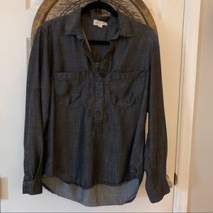 Cloth & Stone Gray Chambray Half Button Top